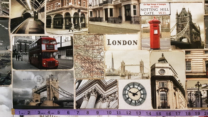 Digital Print Cotton Canvas, I Love London, London Bridges, Historic Landmarks, Upholstery fabric, Home Decor, Cushion, fabric by the Metre image 6