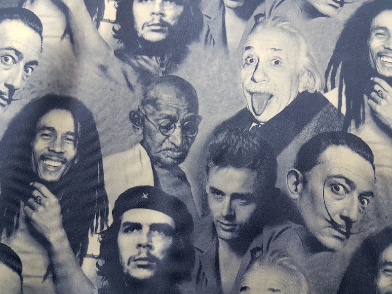 Polyester Spandex-tyg: Albert Einstein, Bob Marley-tryck - 4-vägs stretch bild 1