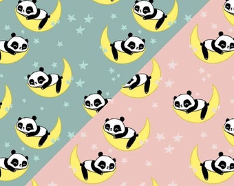 Panda Fabric: Over the Moon Stars, Cotton Spandex Knit