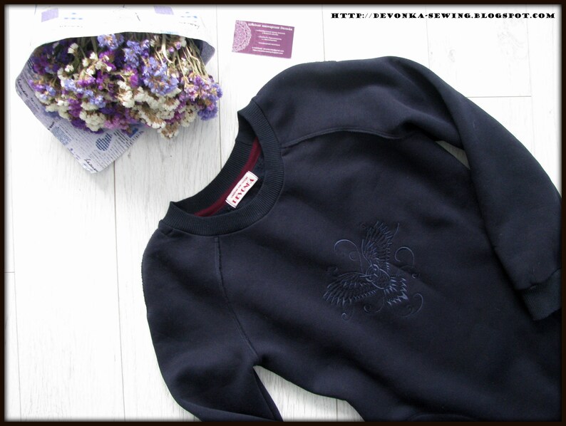 Sweatshirt dress Sweatshirt Owl dress dark navy Embroidered sweatshirt Warm dress Women sweater Hoodie Owl Winter dress Womens jumper