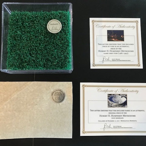 Minnesota Twins Game Used Astro Turf AND Metrodome Roof piece from 1987 & 1991 World Series- Best Minnesota Twins Baseball Gift Ever!