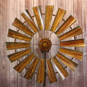 All Rust With Turquoise Windmill Ceiling Fan | the Patriot Fan - Etsy