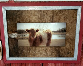 The Casey | Western Cowhide Framework- Rustic Farmhouse Style Custom Photo Frames, American Made, Distressed Cowhide, Personalized Gift