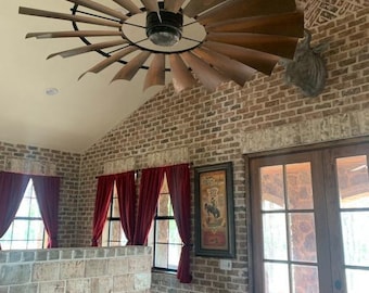 All Rust with Turquoise Windmill Ceiling Fan | The Patriot Fan