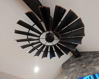 Charred Whiskey Barrel Windmill Ceiling Fan | The American Fan