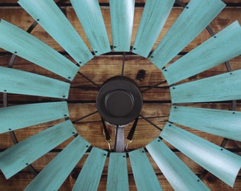 Weathered Texas Turquoise Windmill Ceiling Fan | The Patriot Fan