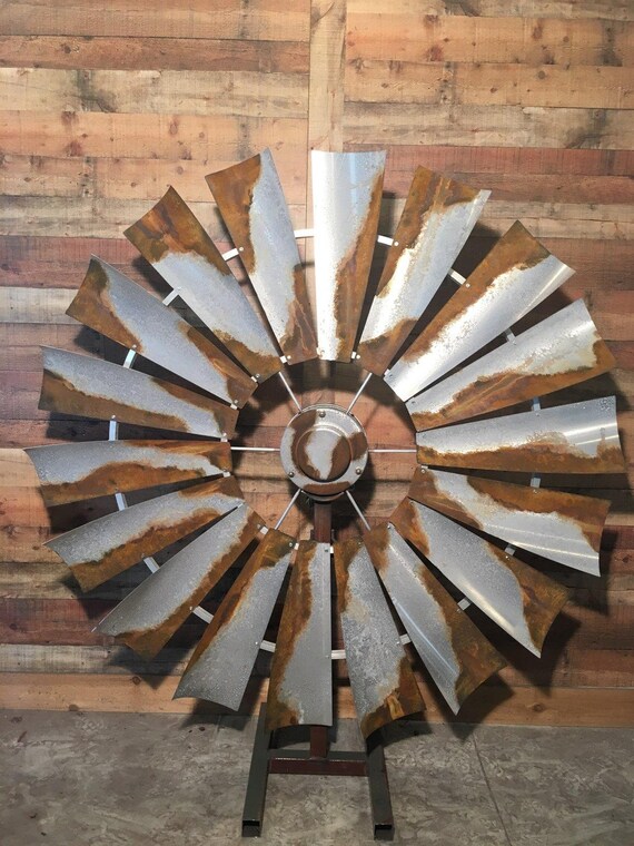 Windmill Ceiling Fan Hand Painted Barn Metal Finish Etsy