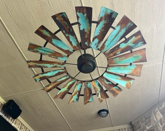 Royston Turquoise Windmill Ceiling Fan | The Patriot Fan