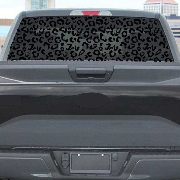 Cheetah print rear window decal flat black CUT TO FIT