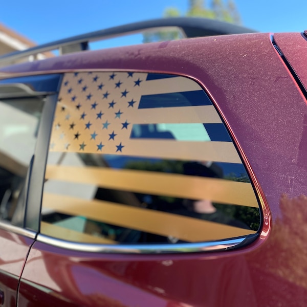 American Flag side window decal flat black CUT TO FIT