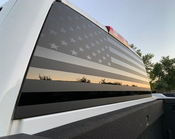 American Flag rear window decal CUT TO FIT