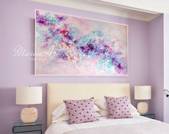 Custom colors abstract artwork, texture flowers interior art, modern abstract painting, flowers abstract wall art, acrylic abstract 24"x36"