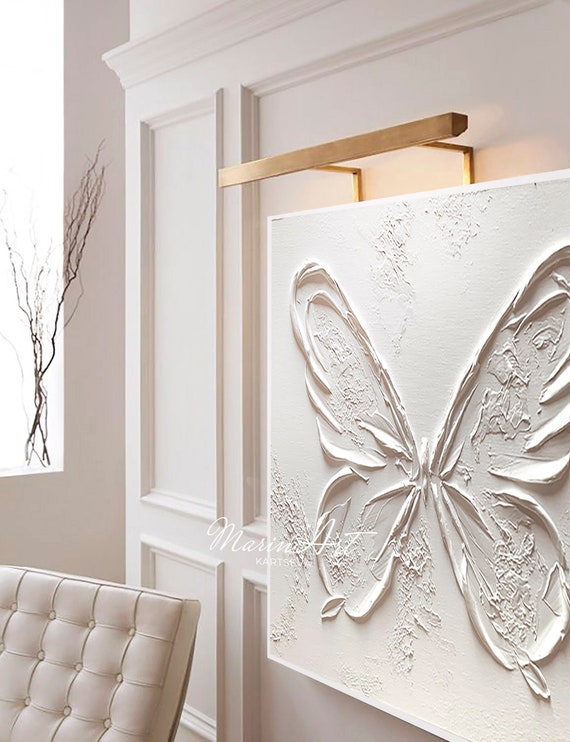 Textured Butterfly painting, original art, Modern butterfly artwork, nursery butterfly art, custom art, big painting, white wall art