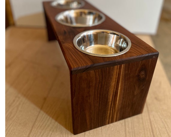 Natural Wood Dog Bowl Stand  Handmade Dog Bowl Stand