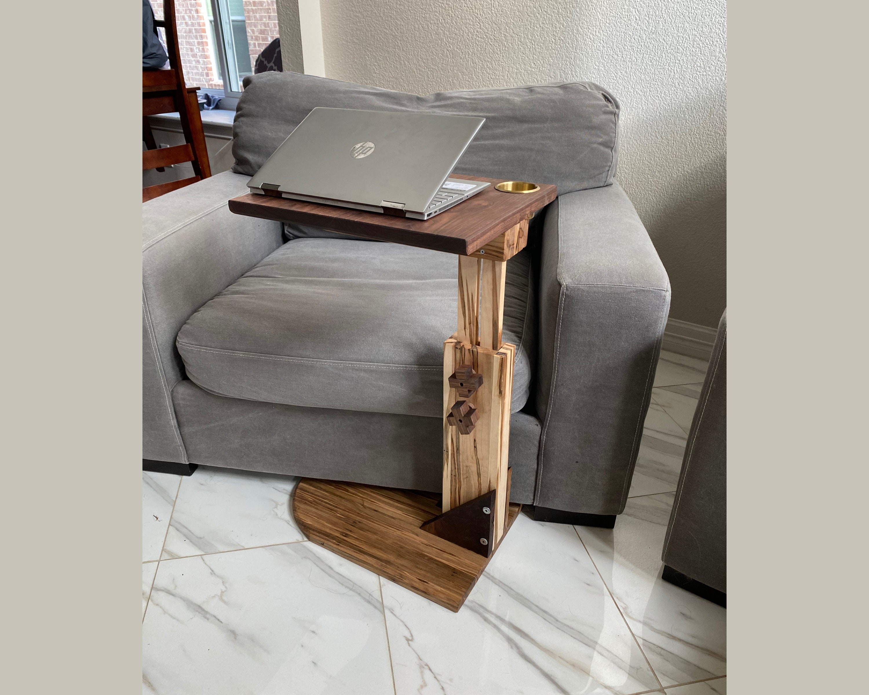 Adjustable Height Ashland C Table Solid Wood TV Tray Table