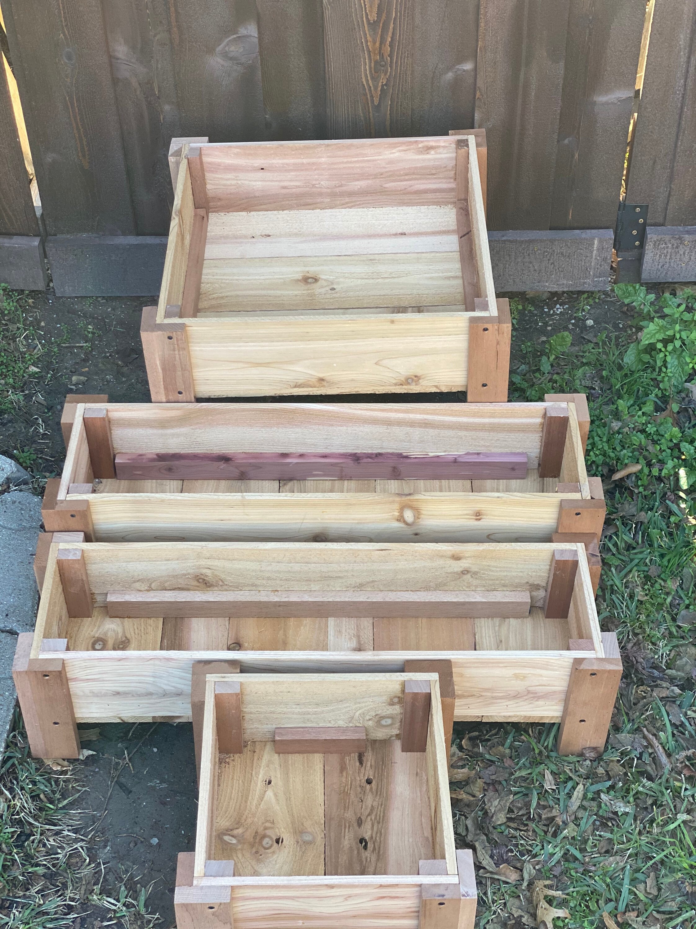 Set of 4 Raised Cedar Garden Boxes Handmade Raised Cedar Etsy Canada