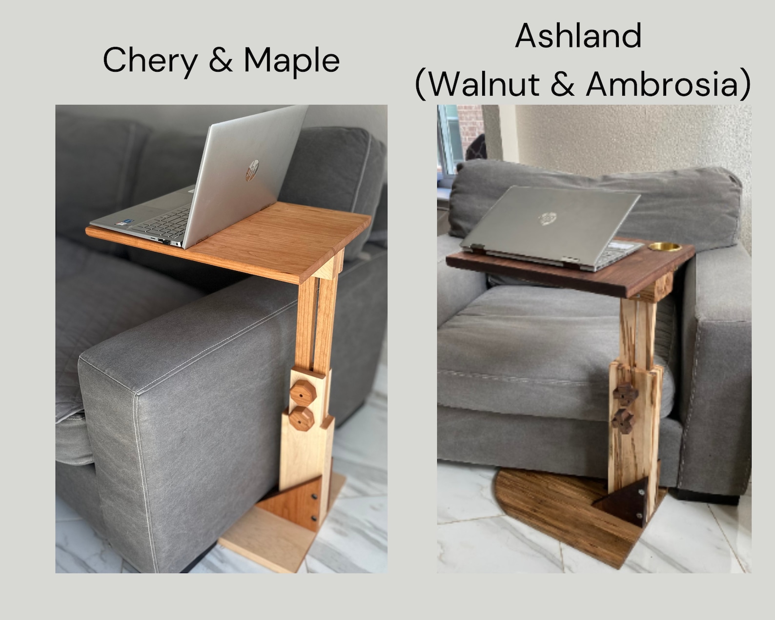 Solid Wood TV Tray Table Adjustable Height C Table Etsy