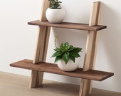 Ashland Plant Stand, Tiered Display Shelf, Walnut Ladder Shelf