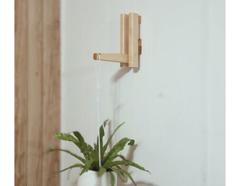 Crochet mural pliable pour plante en bois dur : support en macramé robuste