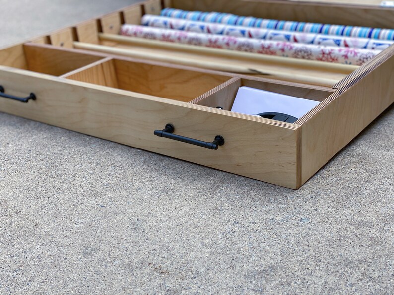 Rolling Under Bed Paper Storage Box Wrapping Paper Organizer Etsy