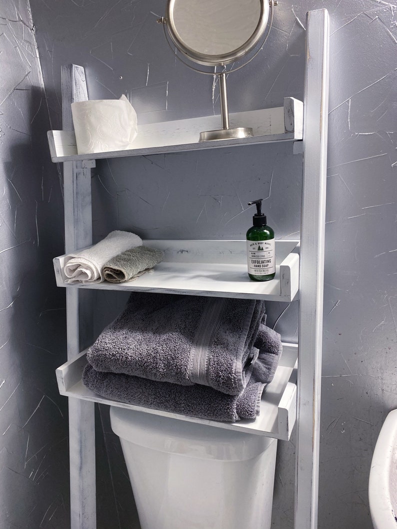 Over Toilet Storage Ladder Shelf Bathroom Storage Towel Etsy