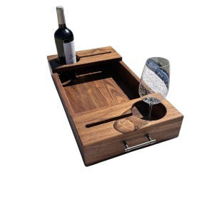 Wooden Wine Bottle & Wine Glass Serving Tray | Table Décor| Decorative  Hosting Tray for Serving Wine