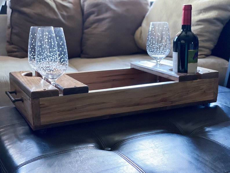Wine Serving Tray Wine Bottle Holder Wine Caddy Wood Etsy