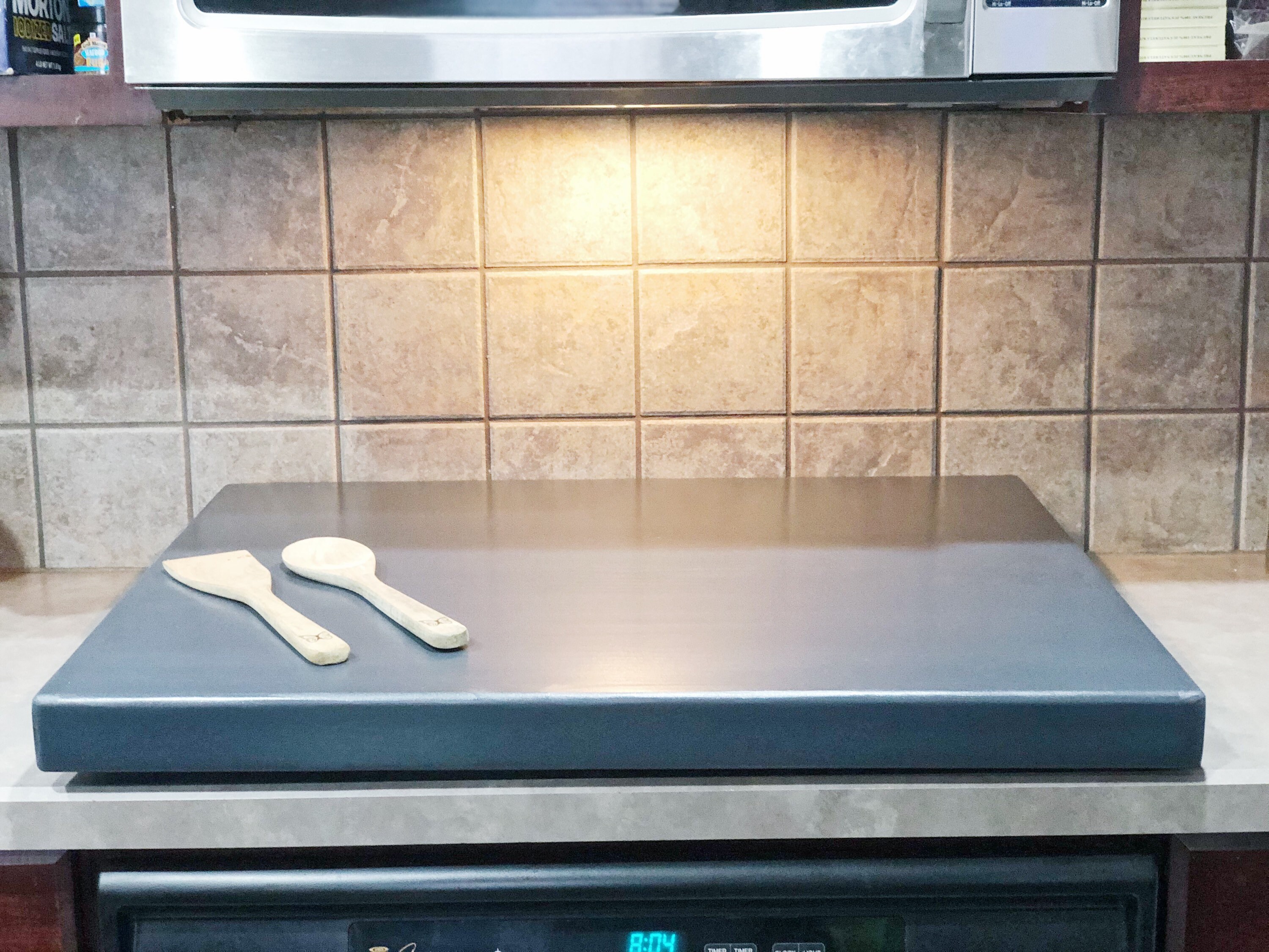 Gray Stove Top Cover Wood Noodle Board Farmhouse Kitchen Etsy