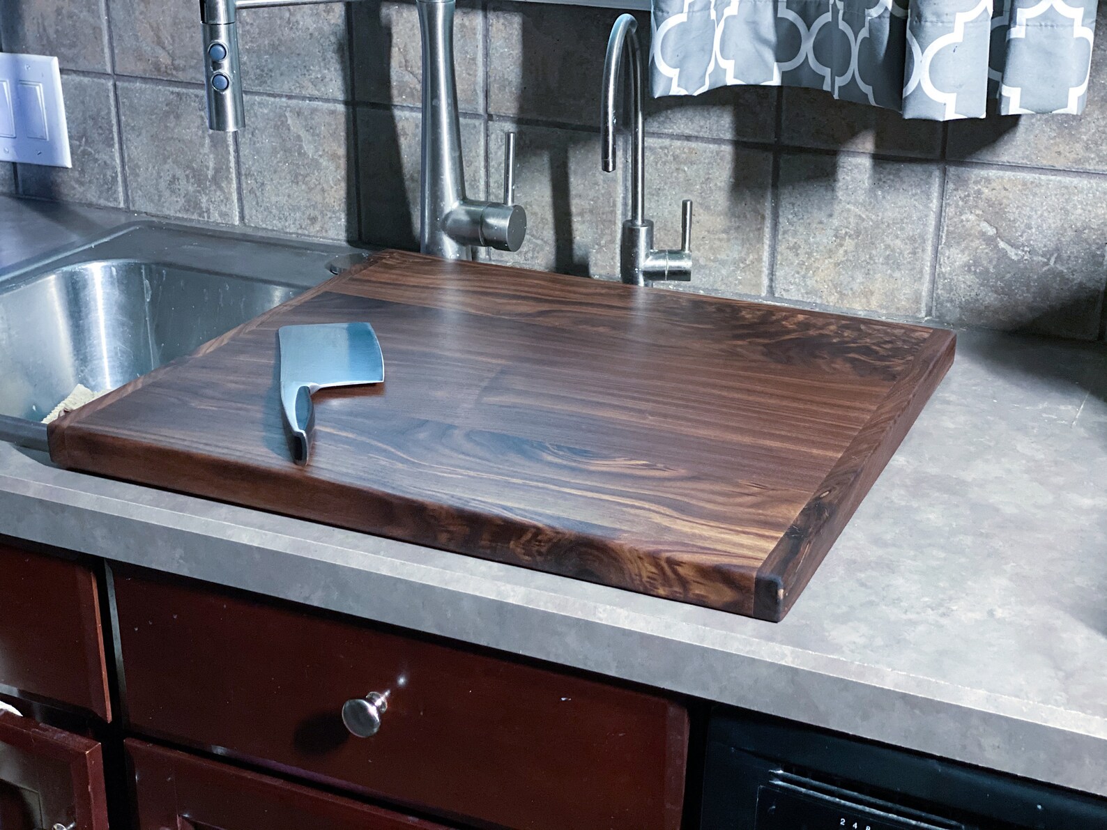 Walnut Cutting Board OvertheSink Cutting Board Custom Wood Etsy