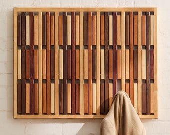 Magnetic Coat Rack: Five-Wood Wall Organizer - Handmade in Texas