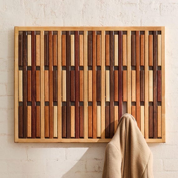 Magnetic Coat Rack: Five-Wood Wall Organizer - Handmade in Texas