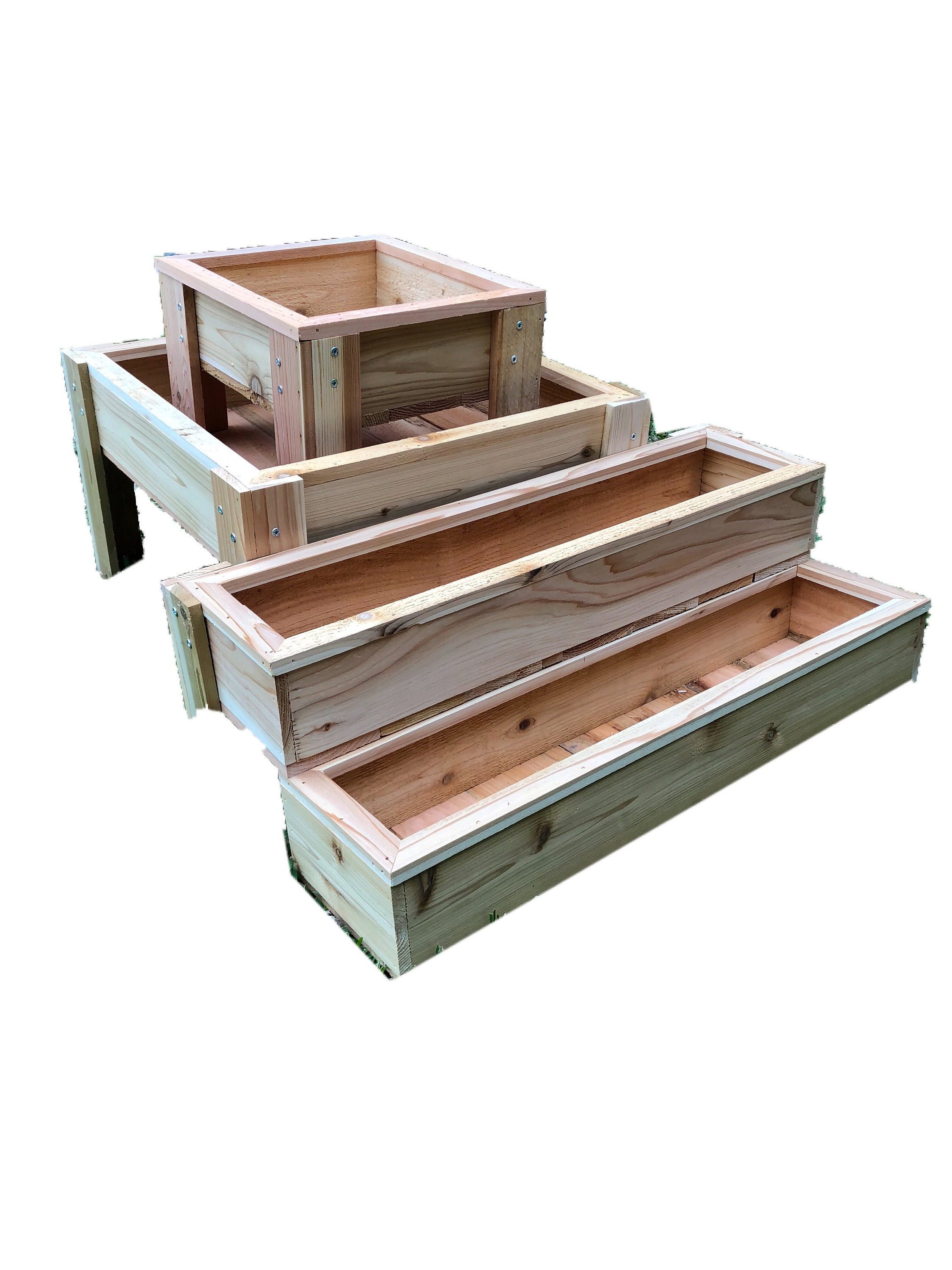 Set of 4 Raised Cedar Garden Boxes Handmade Raised Cedar Etsy Canada