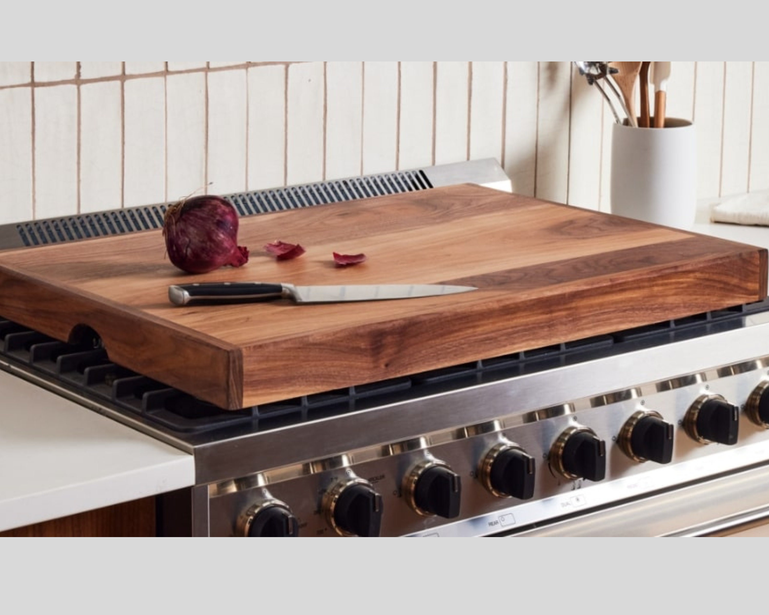 Black Walnut Stove Top Cover Handmade Wood Cutting Board Large