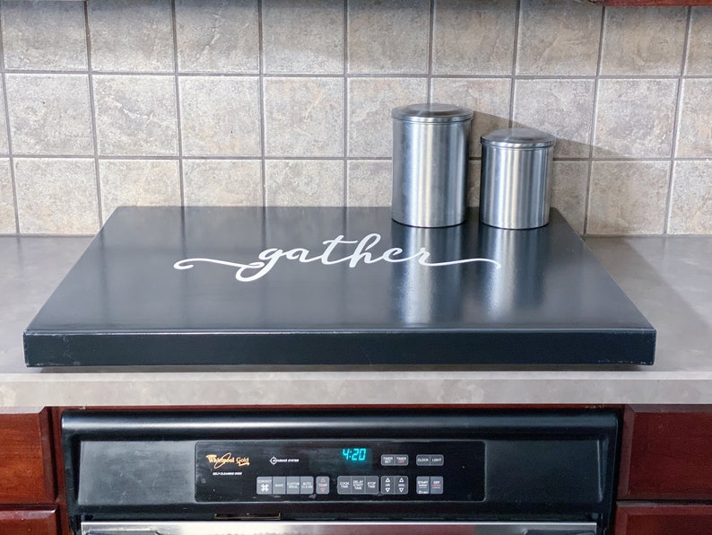 Midnight Gather Black Stove Top Cover Wood Noodle Board Gas Etsy