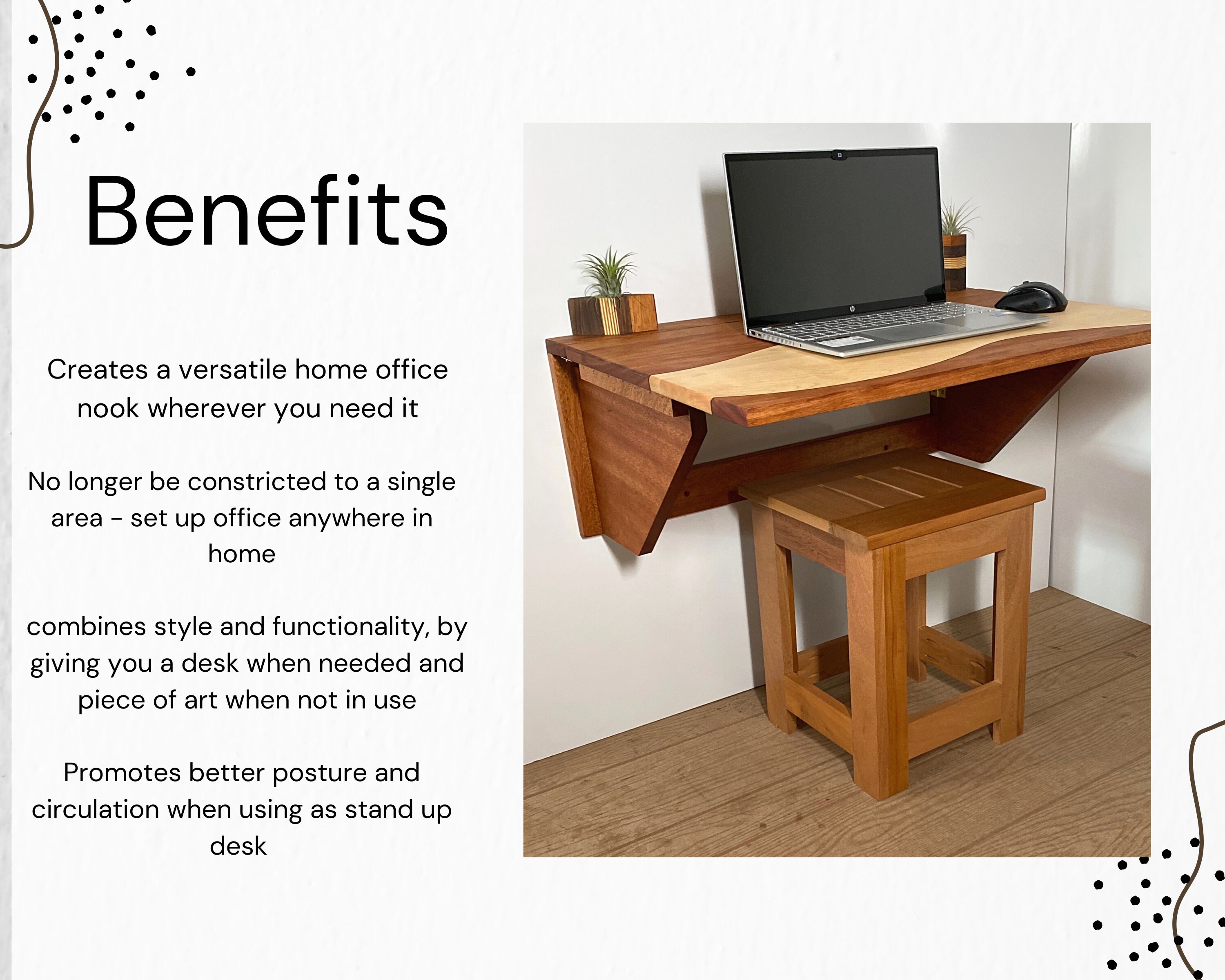 Multi Material Murphy Desk W Wave Pattern Multifunctional