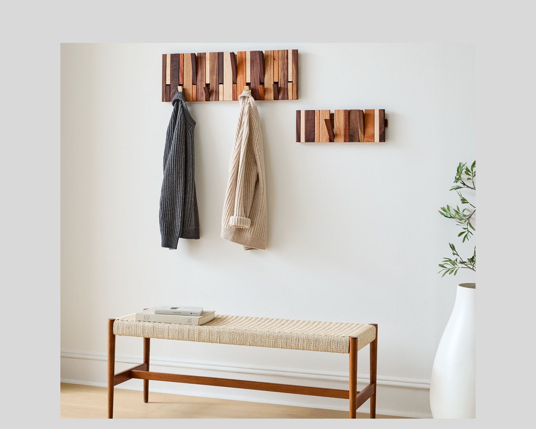 Contemporary Multi Flip Wooden Wall Hooks - 7 & 8 Hooks – Make Space For  This