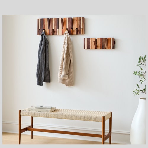 Natural Wood Flip Down Piano Hook Rack Handmade Coat Rack Etsy