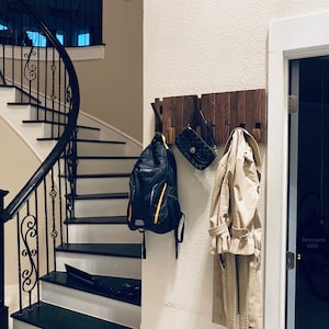 Handmade Wood Flip Down Hook Rack: Minimalist Coat & Hat Storage