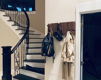 Handmade Wood Flip Down Hook Rack: Minimalist Coat & Hat Storage
