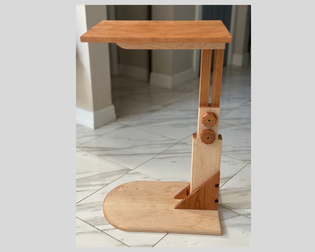 Solid Wood TV Tray Table Adjustable Height C Table Etsy