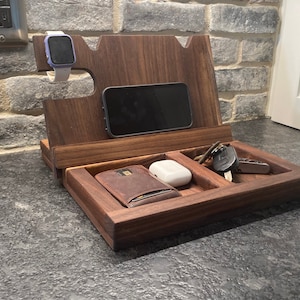 Handmade Walnut EDC Docking Station | Bedside Organizer