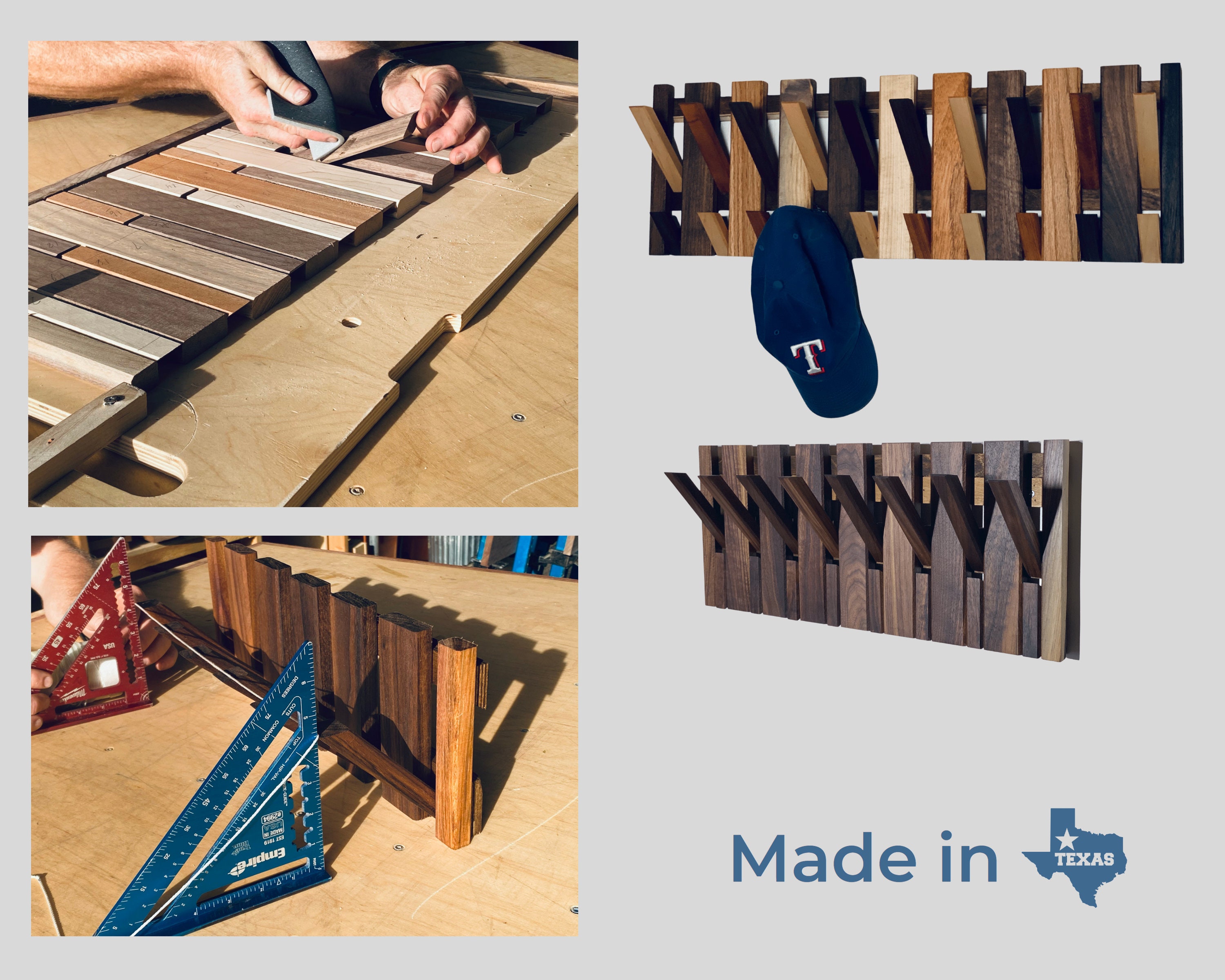 01,32.5×14.5cm(4Hooks),RVUEM Multi Rack, Solid Wood Piano Key Coat Rack, Coat Hooks, Modern, Unique, Space-Saving Hanger, with Flip-Down Hooks, for Hanging Coats, Scarves, Purses and More