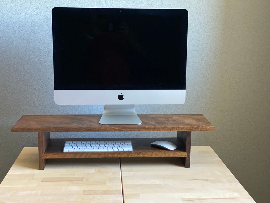 Wood Computer Monitor Riser With Shelf: Desk Organizer - Etsy