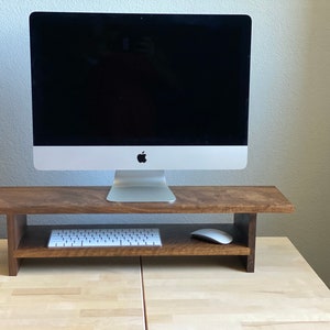 Wood Computer Monitor Riser with Shelf: Desk Organizer