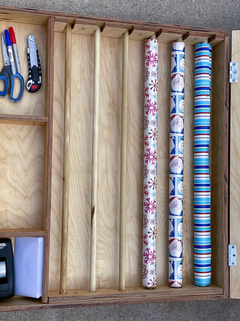Rolling Under Bed Paper Storage Box Wrapping Paper Organizer Etsy