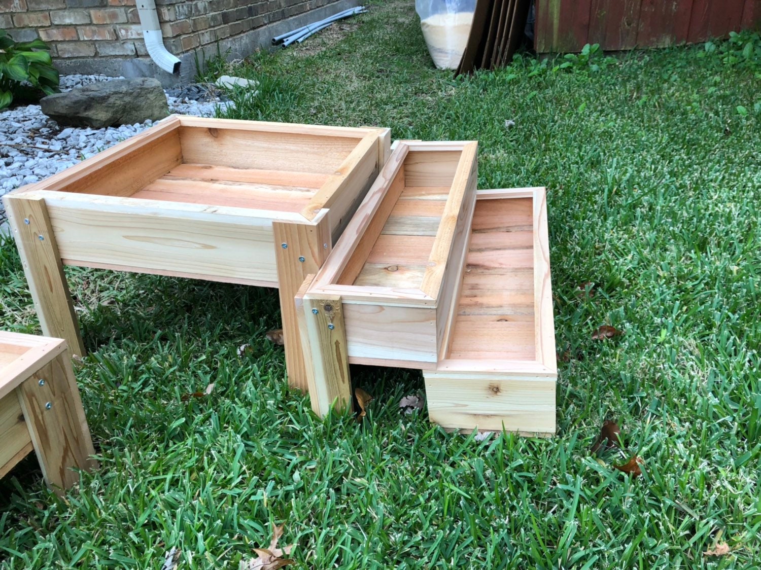 Set of 4 Raised Cedar Garden Boxes Handmade Raised Cedar Etsy Canada