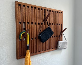 Flip Down Magnetic Hook Rack  | Multi Functional Wall Organizer| Space Saving Hook Rack for Backpacks, Coats & Hats