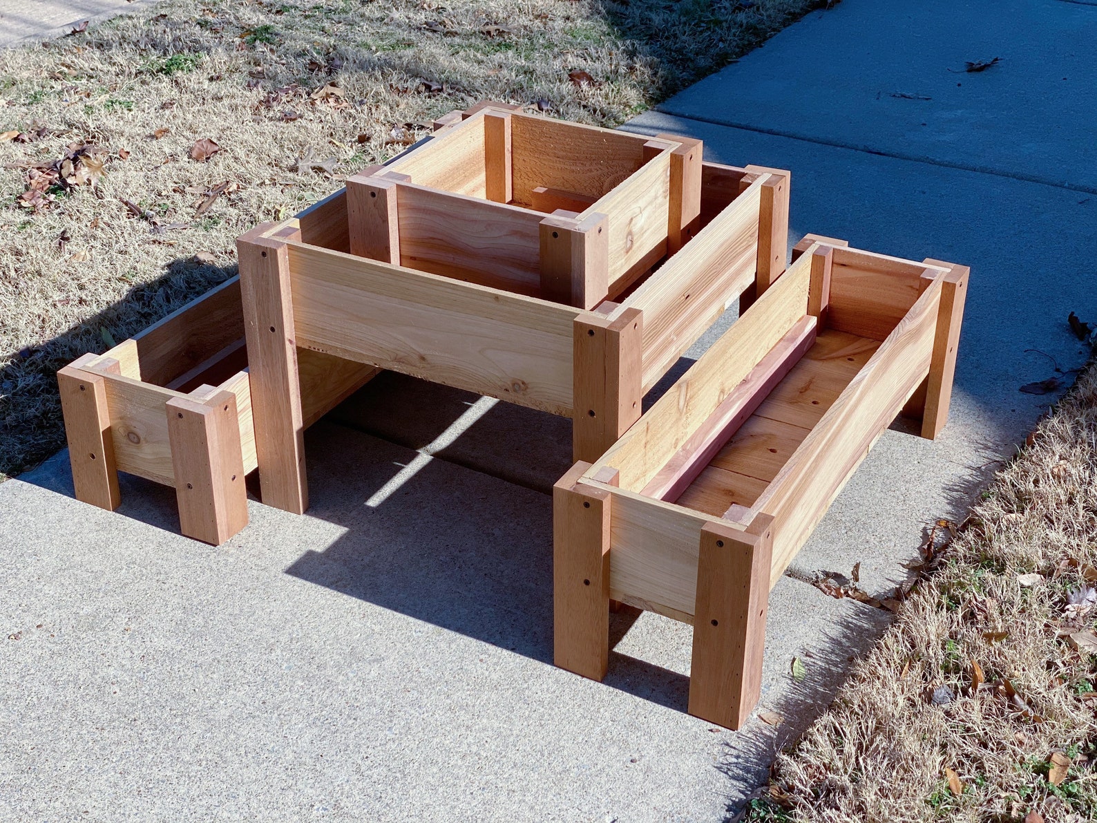Set of 4 Raised Cedar Garden Boxes Handmade Raised Cedar Etsy Canada