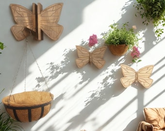 Station de multiplication murale des papillons : jardinière suspendue en bois dur avec tube magnétique