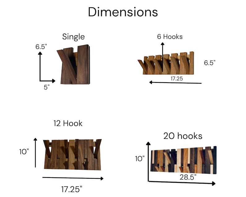 Multi Material Mixed Hardwoods Hook Rack Handmade Flip Down Coat Rack Natural Wood Coat Hanger & Backpack Holder afbeelding 5